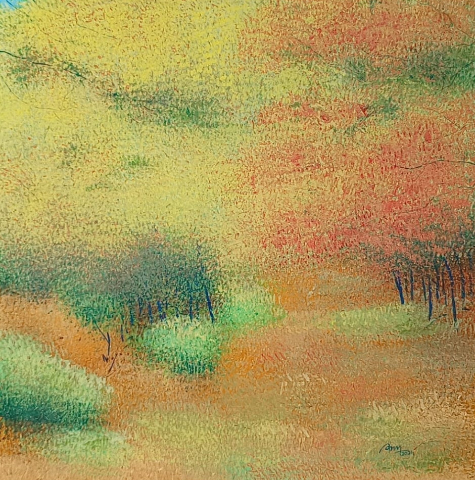 Untitled 12' nature acrylic painting by artist Vimal Chand, 36x36 inch, on canvas