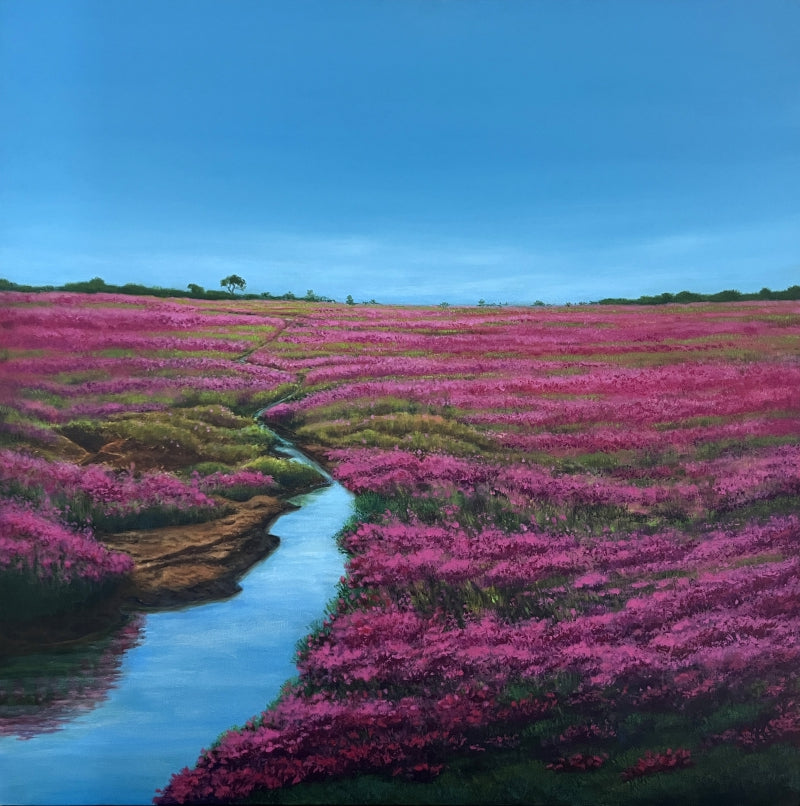 Untitled 12' nature acrylic painting by artist Ramdas Thorat, 36x36 inch, on canvas