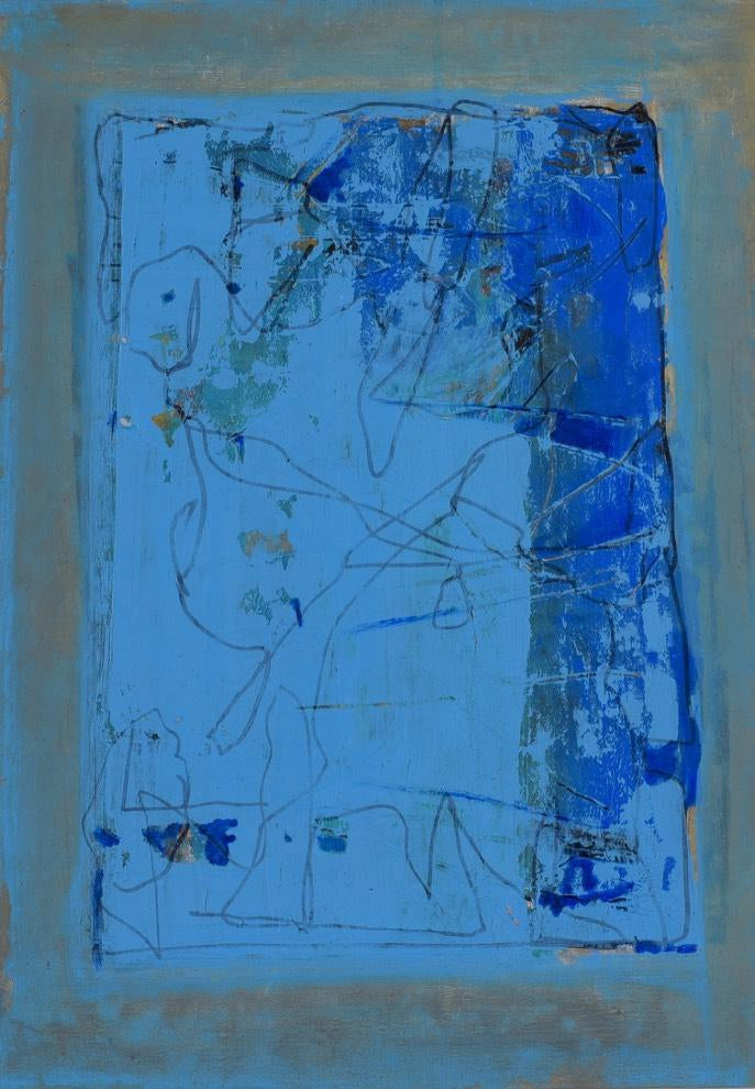 'Untitled 12' abstract acrylic painting by artist Suchita Tarde, 19x13 inch, on paper