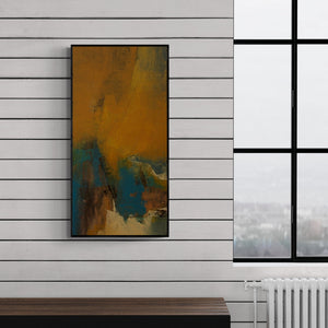 Preview of 'Untitled 120' Painting by Siddhesh Rane shown on a wall in a furnished room.