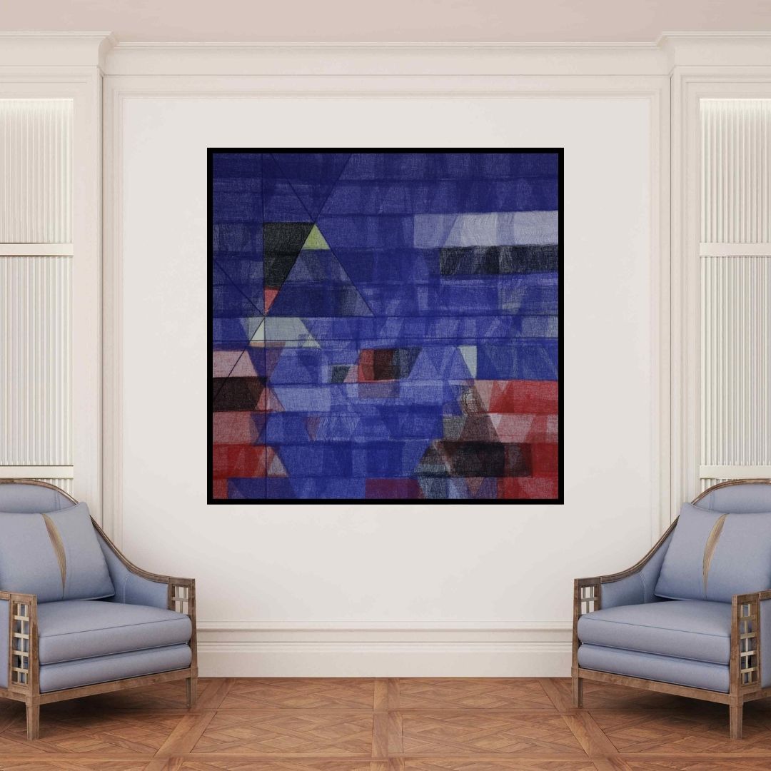 In-situ view of Vivek Nimbolkar's 'Untitled 120 (Shifting Realities)' painting in a room