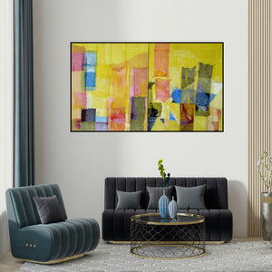 Vivek Nimbolkar's 'Untitled 121' painting visualized above a sofa in a contemporary room.