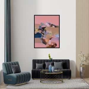 Preview of 'Untitled (Desert Bloom)' Painting by Ravindra Parkhi shown on a wall in a furnished room.