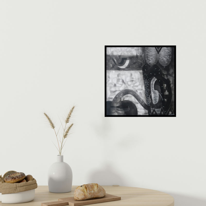 In-situ view of Narendra Jatav's 'Untitled 123 (Cosmic Tapestry)' painting in a room