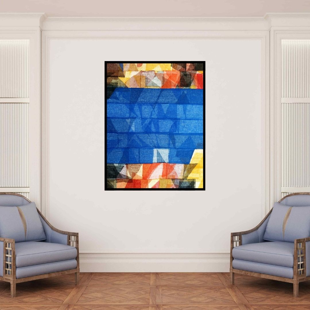 In-situ view of Vivek Nimbolkar's 'Untitled 125 (Contrasting Horizons)' painting in a room