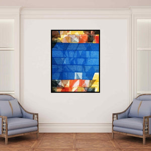 In-situ view of Vivek Nimbolkar's 'Untitled 125 (Contrasting Horizons)' painting in a room