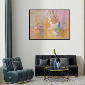 'Untitled 126' painting by Siddhesh Rane shown on a wall in a furnished room.