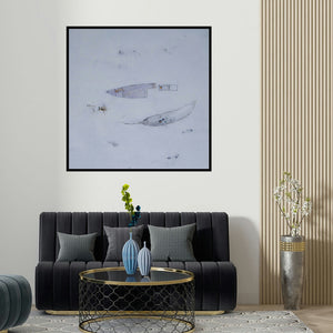 Arvind Patel's 'Untitled 1276 (Untitled)' painting visualized above a sofa in a contemporary room.