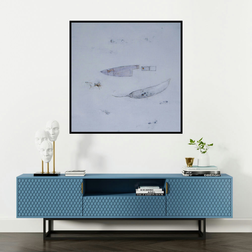 'Untitled 1276 (Untitled)' painting by Arvind Patel shown on a wall in a furnished room.