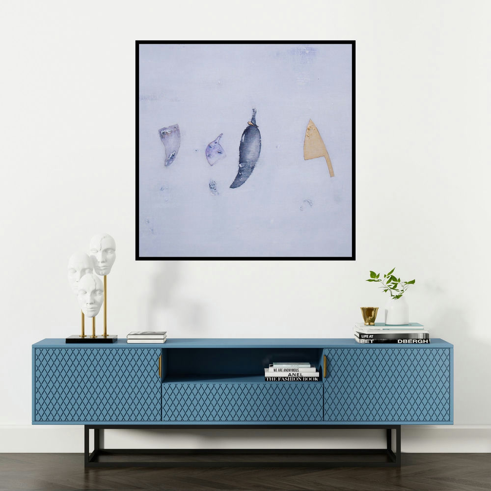 'Untitled 1278 (Untitled)' painting by Arvind Patel shown on a wall in a furnished room.