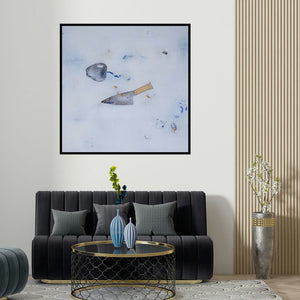 Arvind Patel's 'Untitled 1279 (Untitled)' painting visualized above a sofa in a contemporary room.