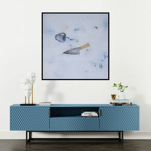 'Untitled 1279 (Untitled)' painting by Arvind Patel shown on a wall in a furnished room.