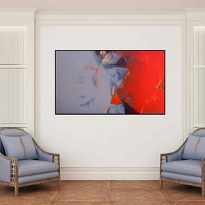 'Untitled 129' painting by Shrikant Kadam shown on a wall in a furnished room.