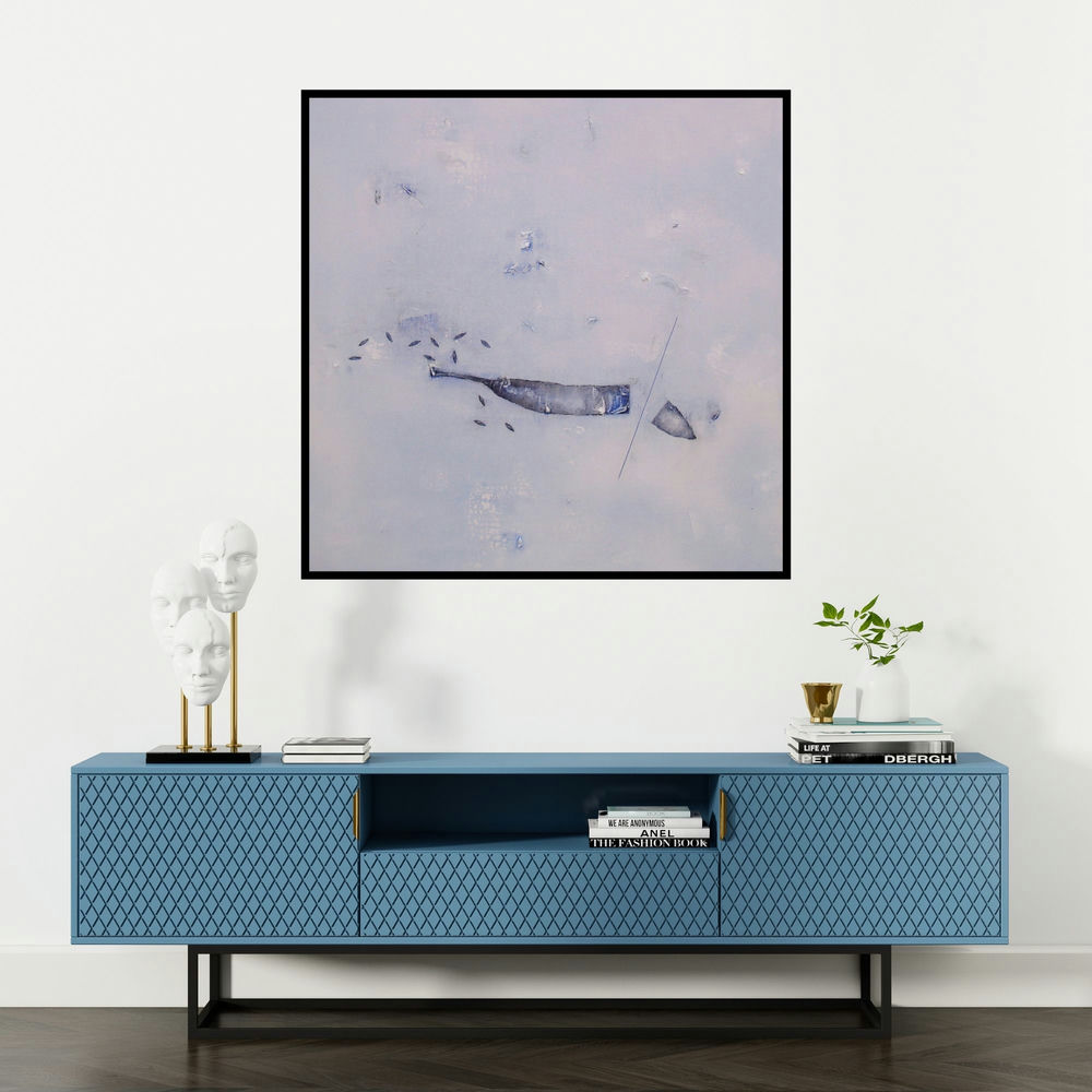 'Untitled 1293 (Untitled)' painting by Arvind Patel shown on a wall in a furnished room.