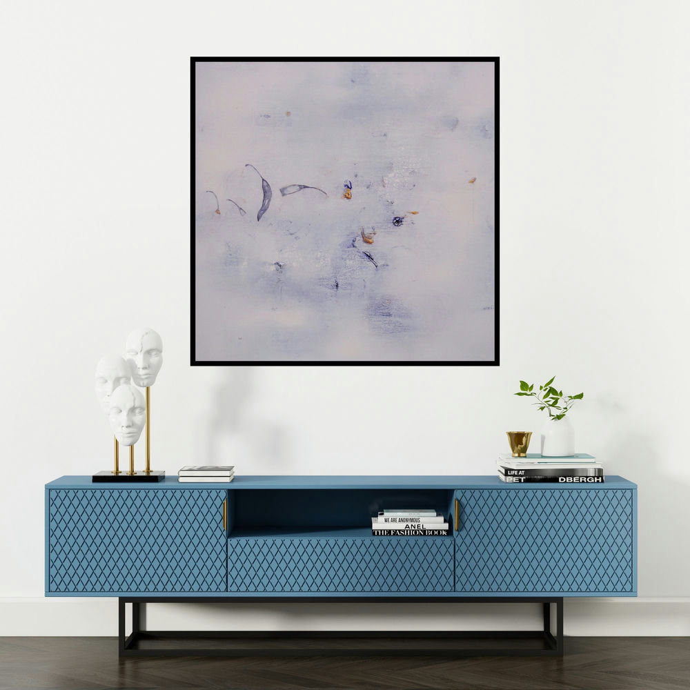 'Untitled 1294 (Untitled)' painting by Arvind Patel shown on a wall in a furnished room.