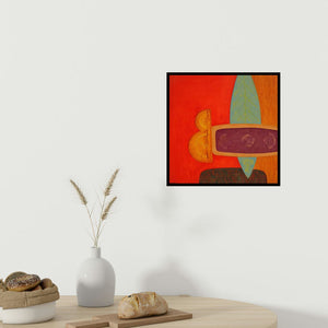 In-situ view of Bhushan Vaidhya's 'Untitled 13 (Crimson Tide: An Abstract Composition)' painting in a room