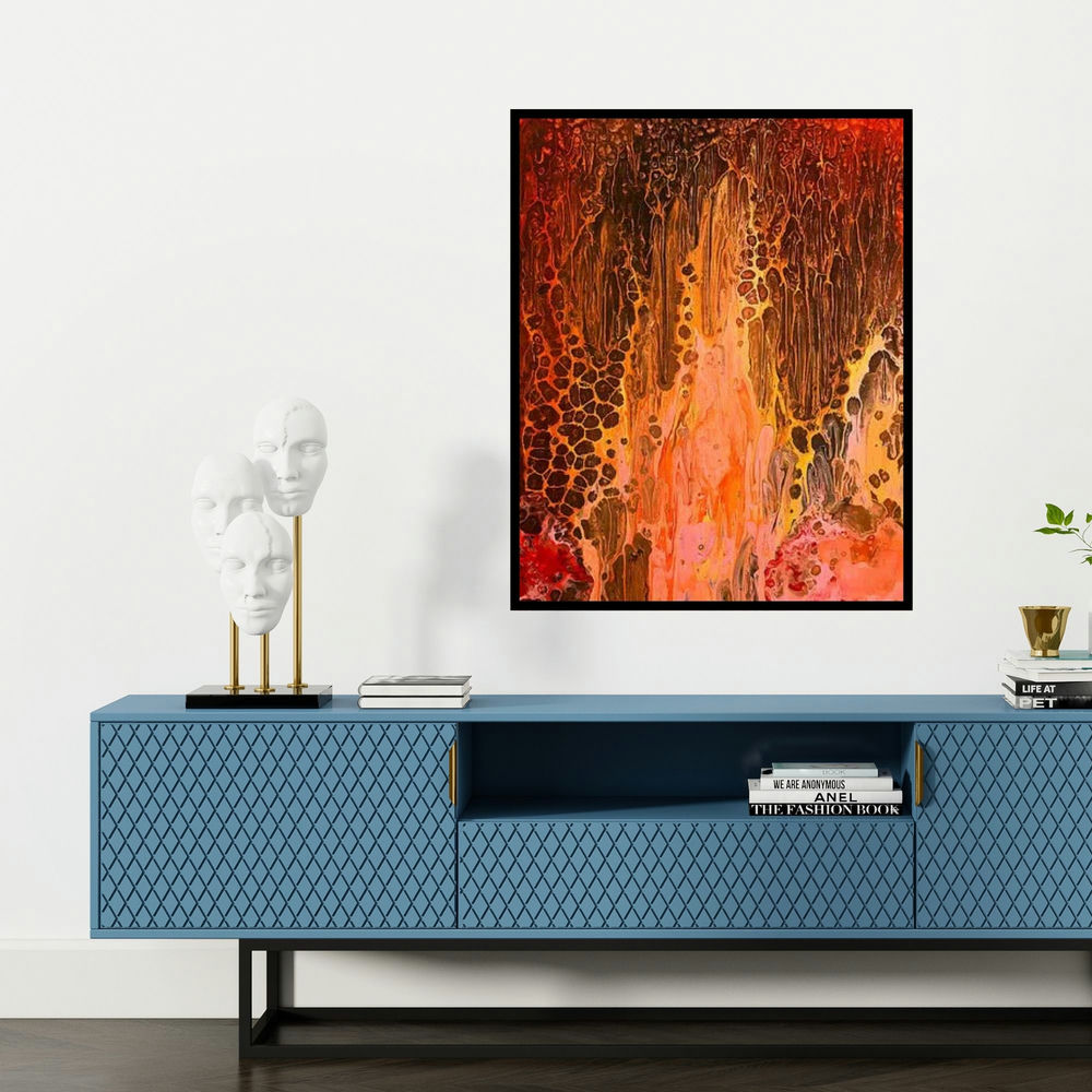 'Untitled 13' painting by Kartikey Sharma shown on a wall in a furnished room.