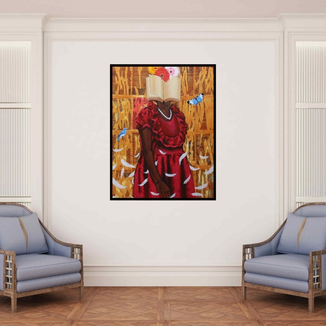 In-situ view of Pratap Kore's 'Untitled 13 (Hidden Depths**)' painting in a room