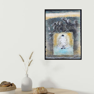 Sajal Patra's 'Untitled 13 (Inner Peace**)' painting visualized above a sofa in a contemporary room.