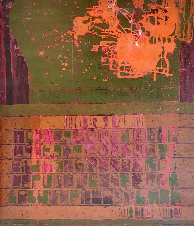 Abstract acrylic painting titled 'Untitled 13', 42x36 inches, by artist Balaji G. Bhange on Canvas