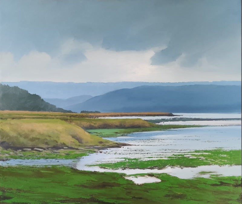 Untitled 13' landscape acrylic painting by artist Mangesh Shinde, 36x42 inch, on canvas