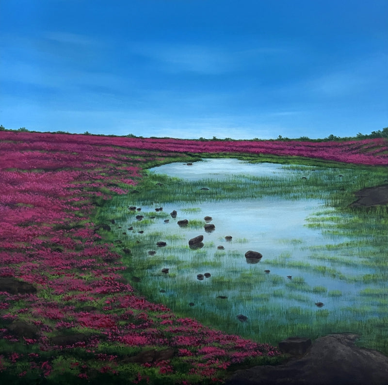 Untitled 13' nature acrylic painting by artist Ramdas Thorat, 36x36 inch, on canvas