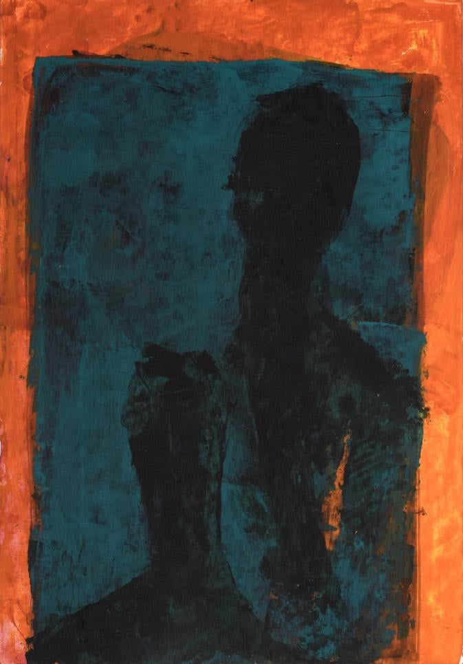 'Untitled 13' abstract acrylic painting by artist Suchita Tarde, 19x13 inch, on paper