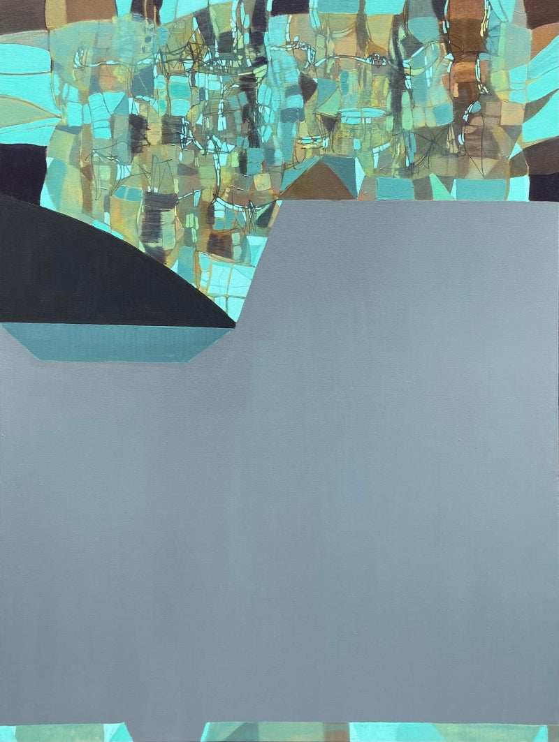 'Untitled 13' abstract mixed-media painting by artist Yogesh Murkute, 48x36 inch, on canvas