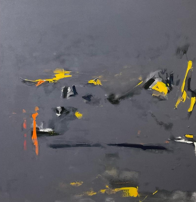 Untitled 13' abstract acrylic painting by artist Chaitan Bhosale, 36x36 inch, on canvas