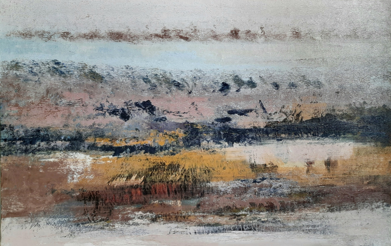 Untitled 13' abstract acrylic painting by artist Vipta Kapadia, 22x34 inch, on canvas