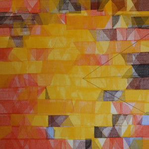 Untitled 135 (Sun-Kissed Dreams) by Vivek Nimbolkar, Original Mixed Media Abstract Painting on Canvas, X-Large Square Wall Art