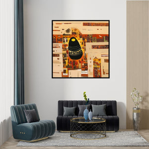 Preview of 'Untitled 14' Painting by Vaishali Patil shown on a wall in a furnished room.