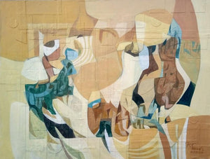 Abstract acrylic painting titled 'Untitled 14', 28x37 inches, by artist Mohan Vishwakarma on Canvas