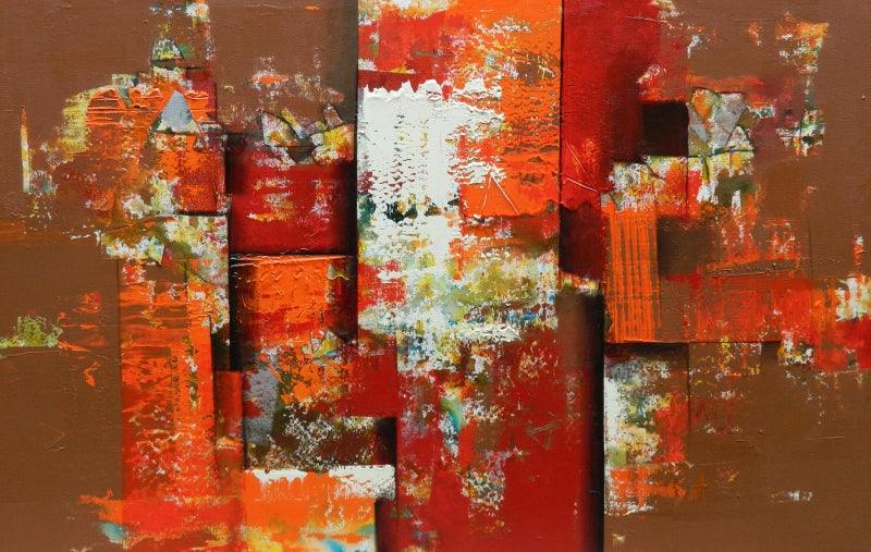 Abstract acrylic painting titled 'Untitled 14', 36x48 inch, by artist Stalin Joseph on Canvas