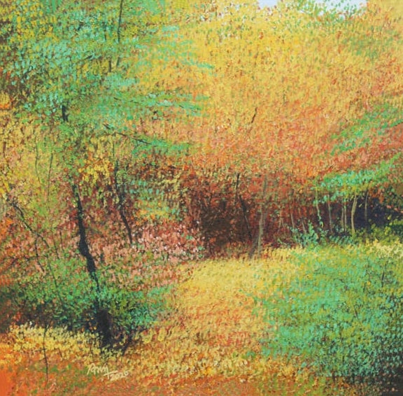 Untitled 14' nature acrylic painting by artist Vimal Chand, 24x24 inch, on canvas