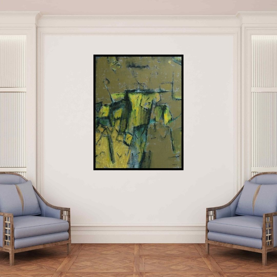 In-situ view of Anuja Paturkar's 'Untitled 14 (Interplay of Forms)' painting in a room