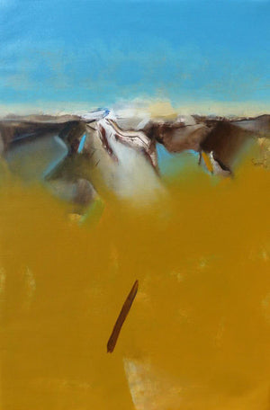 Abstract acrylic painting titled 'Untitled 140', 36x24 inches, by artist Shrikant Kadam on Canvas