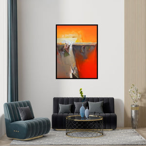 Preview of 'Untitled 151' Painting by Shrikant Kadam shown on a wall in a furnished room.
