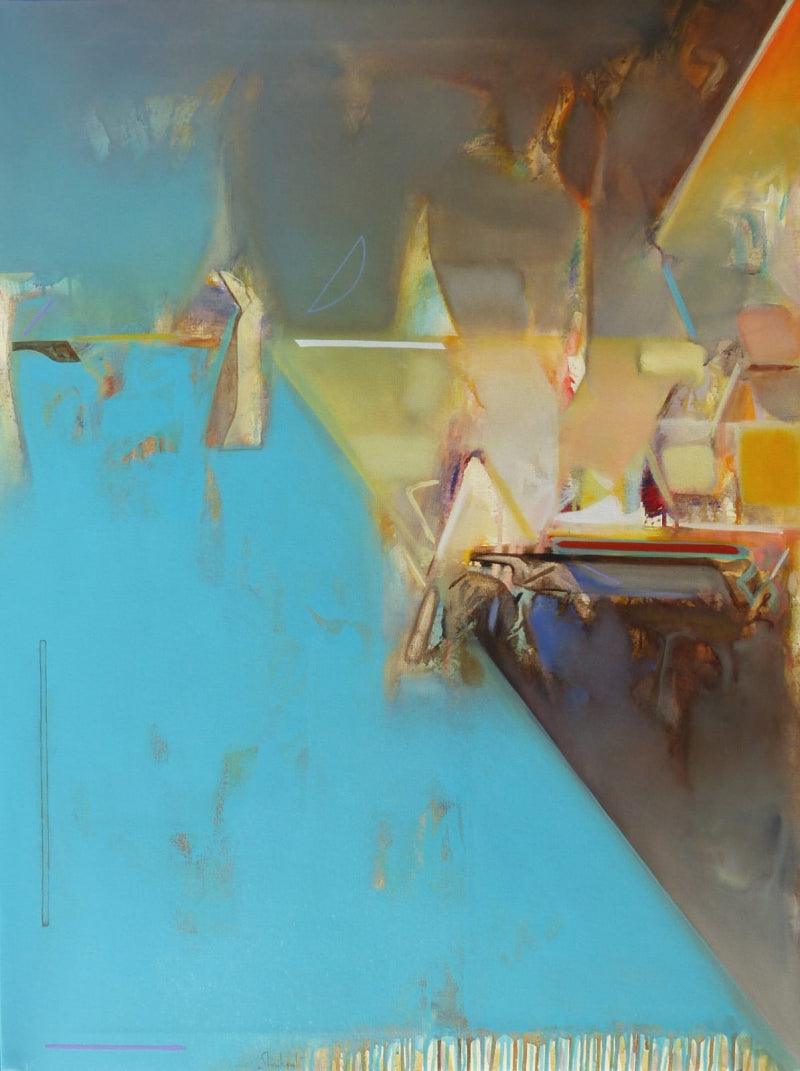 Abstract acrylic painting titled 'Untitled 151', 48x36 inches, by artist Shrikant Kadam on Canvas