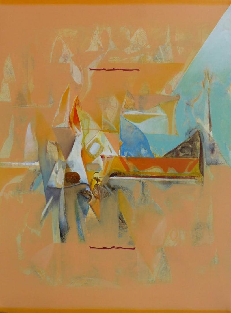 Abstract acrylic painting titled 'Untitled 153', 48x36 inches, by artist Shrikant Kadam on Canvas