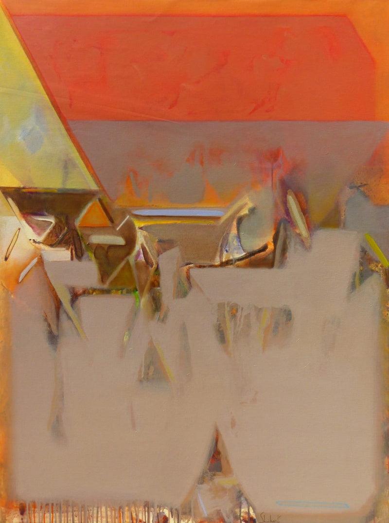 Abstract acrylic painting titled 'Untitled 154', 48x36 inches, by artist Shrikant Kadam on Canvas