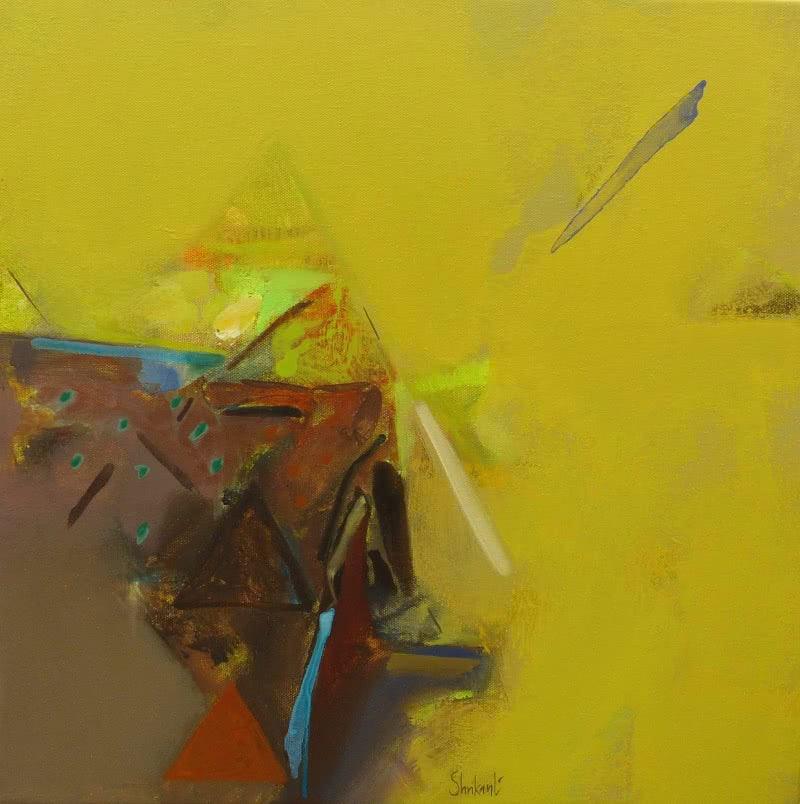 Abstract acrylic painting titled 'Untitled 155', 18x18 inches, by artist Shrikant Kadam on Canvas