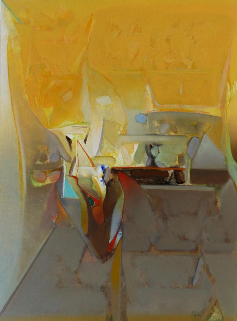 Abstract acrylic painting titled 'Untitled 157', 48x36 inches, by artist Shrikant Kadam on Canvas