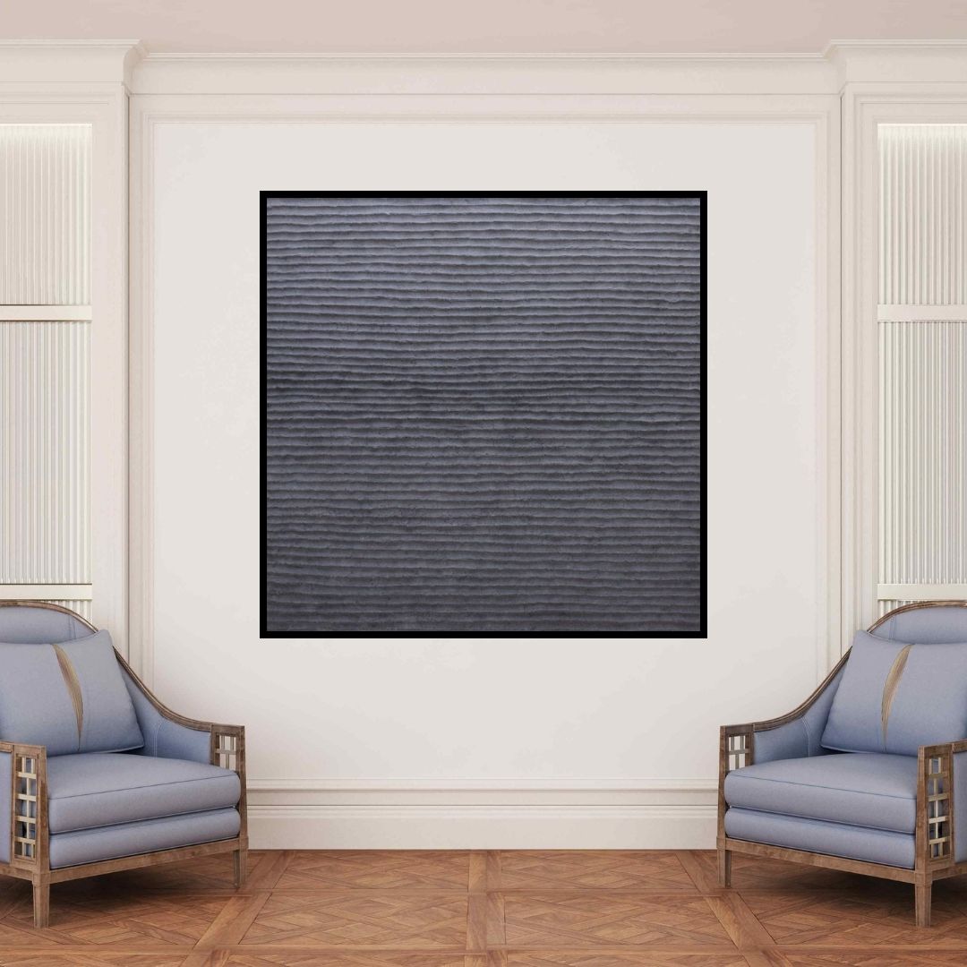 In-situ view of Hansodnya Thambe's 'Untitled 16 (Grooved Terrain)' painting in a room