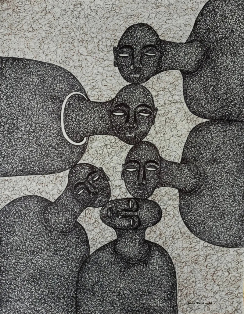 Figurative mixed-media painting titled 'Untitled 16', 28x22 inch, by artist Ankita Dutta on Paper