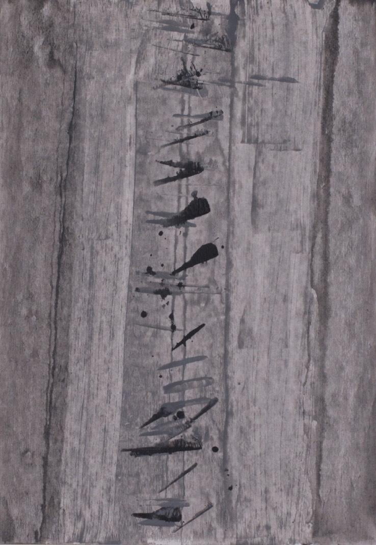 'Untitled 16' abstract acrylic painting by artist Sharad Tarde, 19x13 inch, on paper