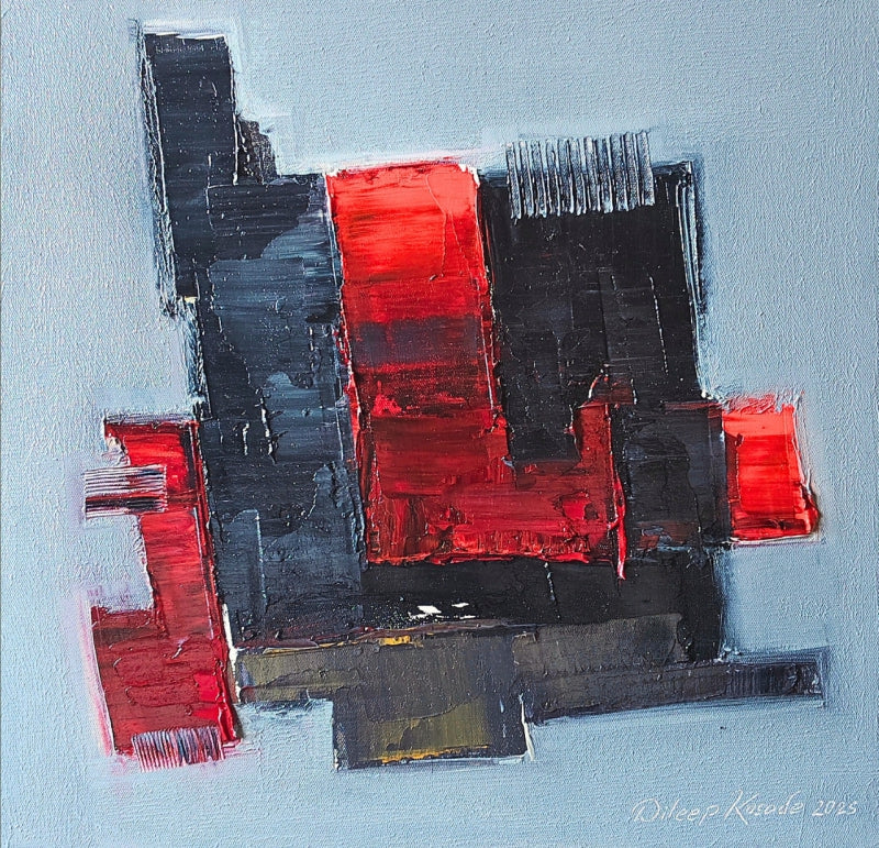 Untitled 16' abstract oil painting by artist Dileep Kosode, 20x20 inch, on canvas