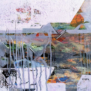 Untitled 16 (Frozen Echoes) by Vivek Nimbolkar, Original Acrylic Abstract Painting on Canvas, X-Small Square Wall Art