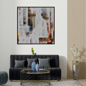 NIkHIl Patil's 'Untitled' painting visualized above a sofa in a contemporary room.