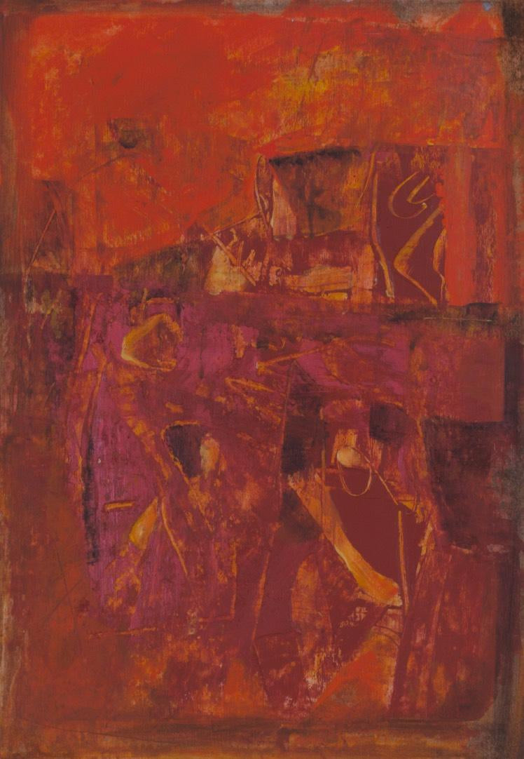 'Untitled 17' abstract acrylic painting by artist Suchita Tarde, 19x13 inch, on paper